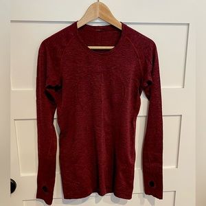 Lululemon Run Swiftly tech long sleeve red marled fabric